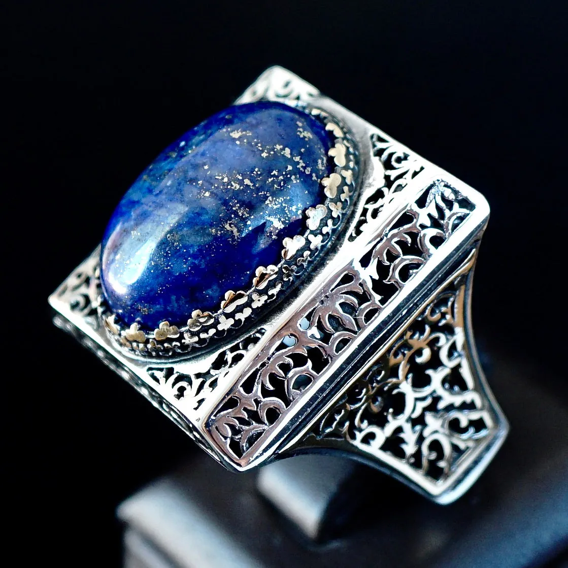 Lapis Lazuli Ring 925 Sterling Silver natural Gemstone Handcrafted Artisan Jewelry