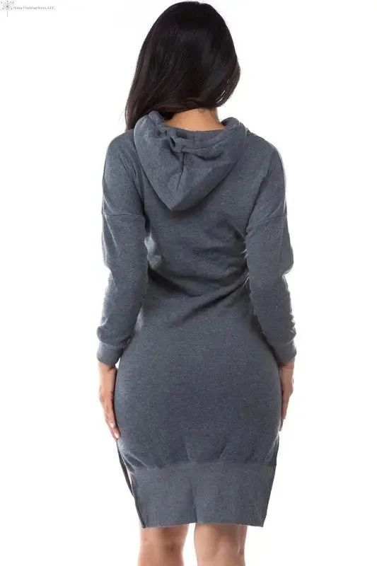 Long Sleeve Sweatshirt Dress Charcoal