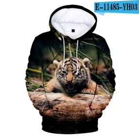 Lovers Hoodies Mens 3D print Tiger Hoodies Boys Sweatshirt child Harajuku Hip hop Spring Tiger Pullovers men's Clothing big size