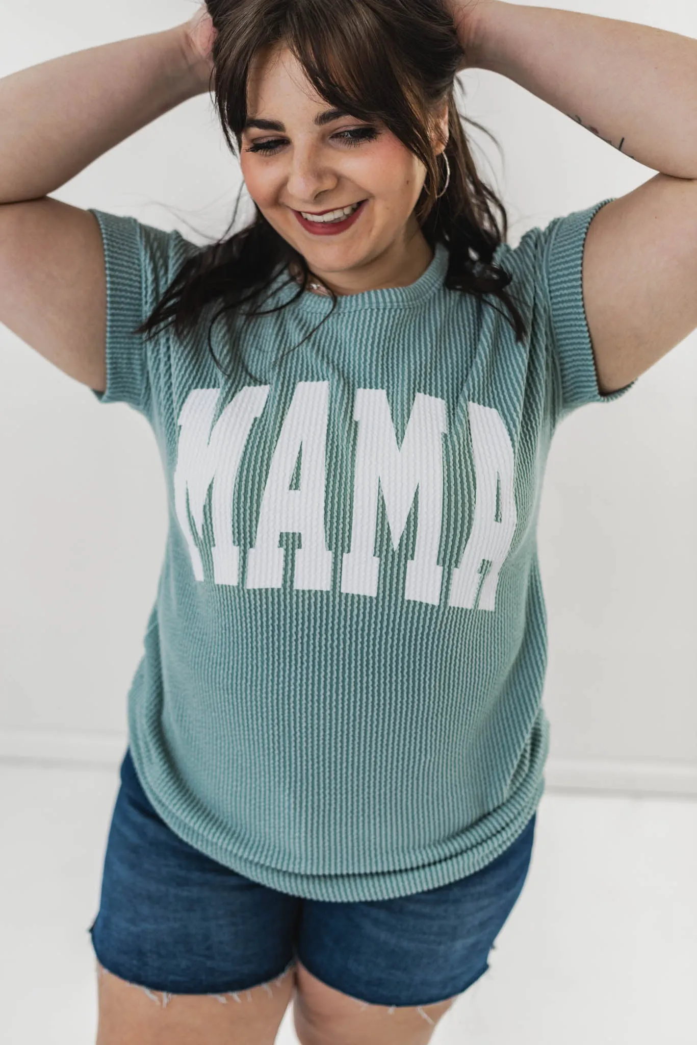 MAMA Ribbed Dolman Sleeve Top