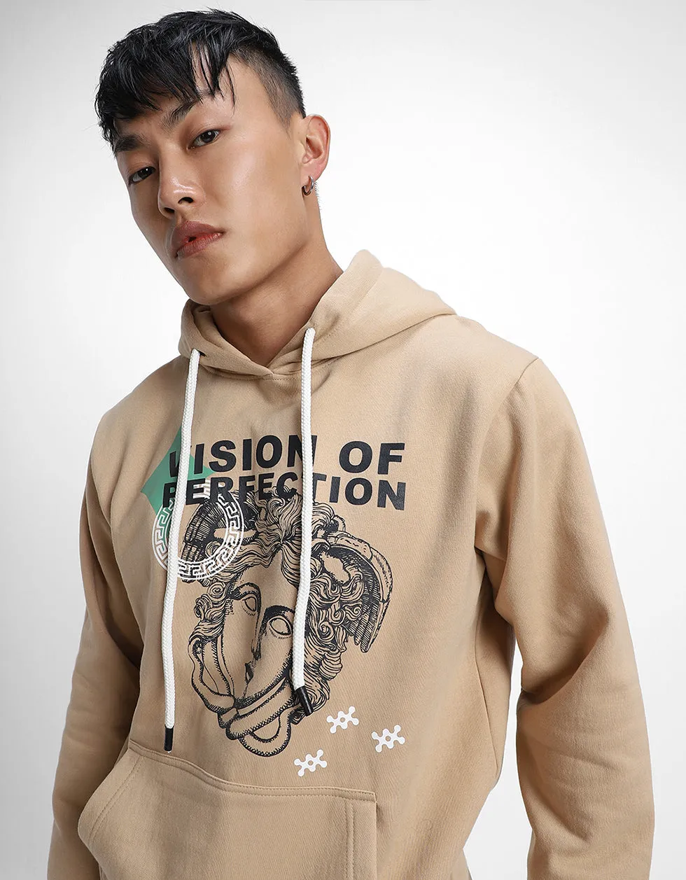 Masterpiece in Beige: Men's Perfection Print Hoodie