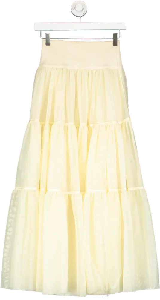 ME   EM Yellow Tulle Tiered Maxi Skirt UK 6