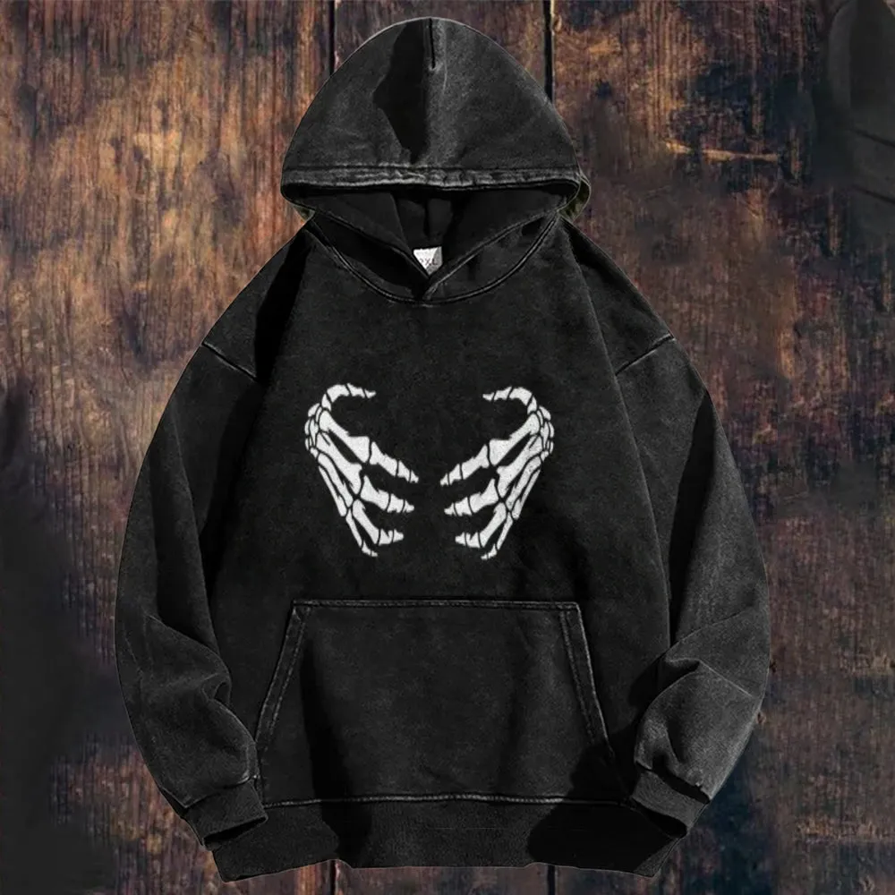 Mens 2 Hand Skeleton Hoodies