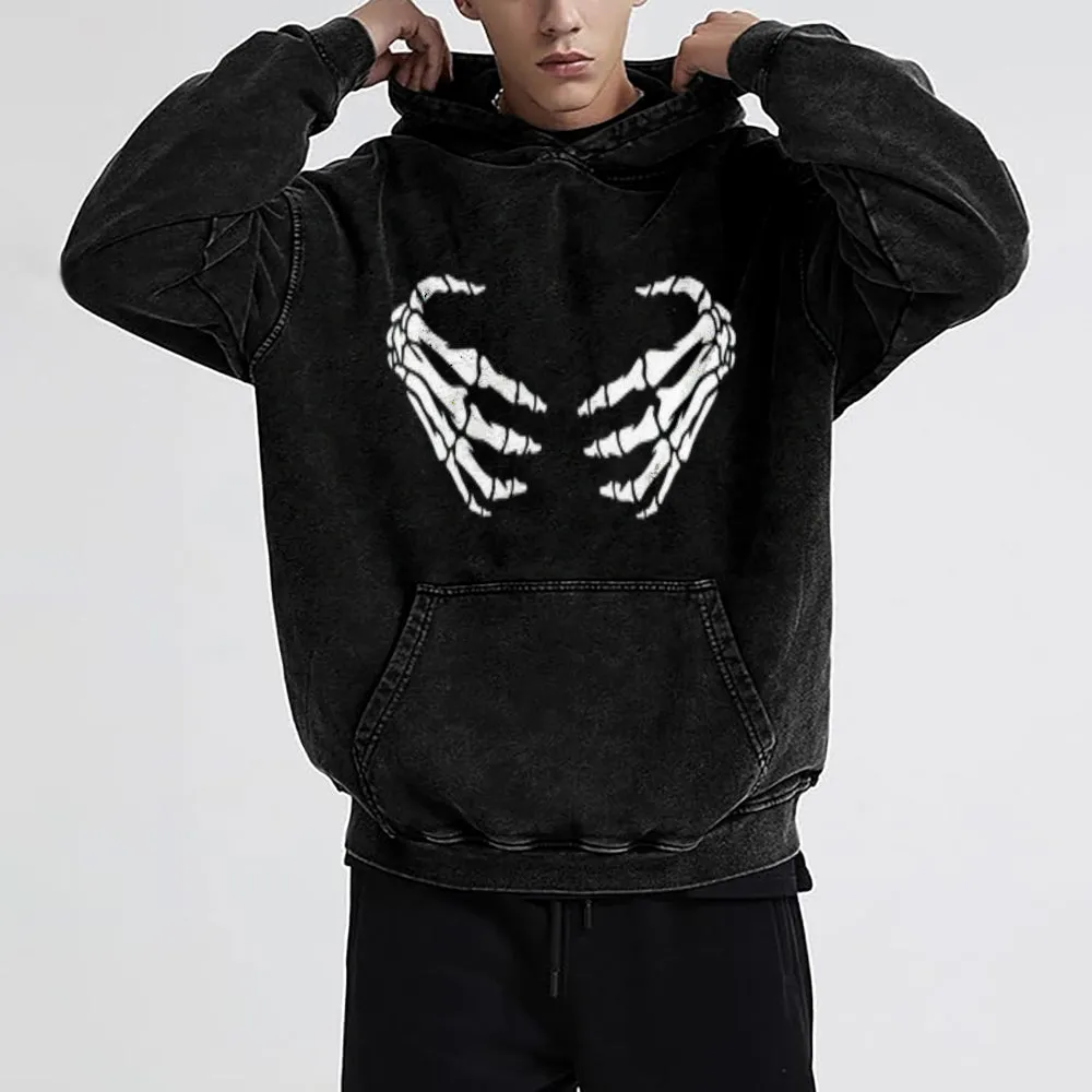 Mens 2 Hand Skeleton Hoodies