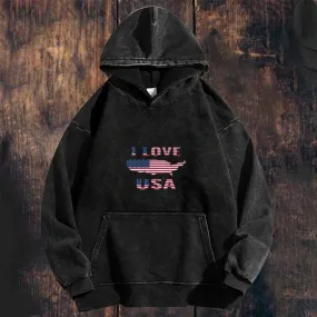 Mens I Love USA Hoodies