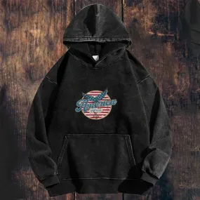 Mens Vintage American Flag Hoodies