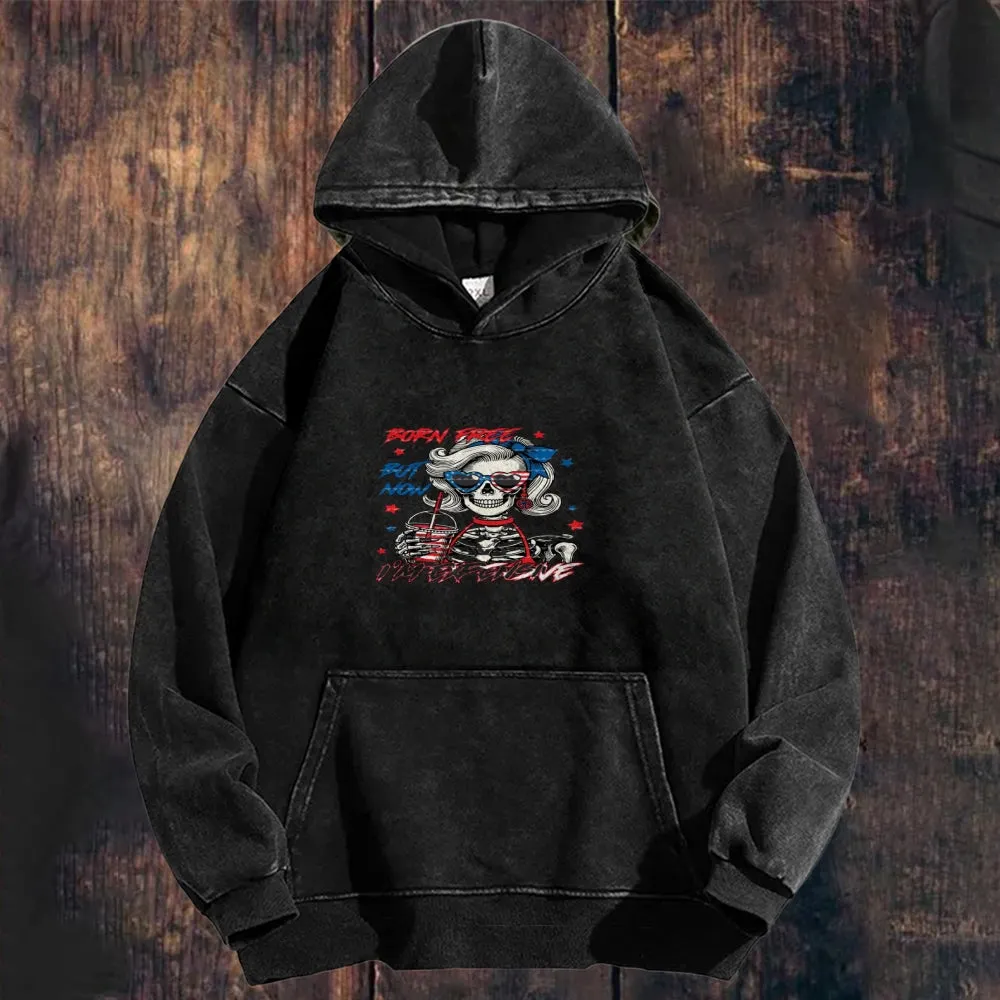 Mens Vintage American Flag Skeleton Hoodies