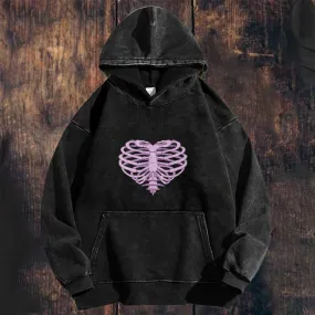 Mens Vintage Heart Skeleton Hoodies