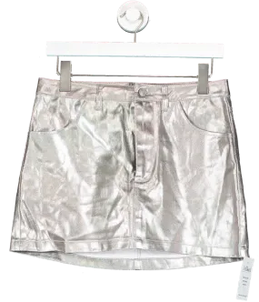 Meshki Metallic Carlie - Silver Coated Mini Skirt UK S