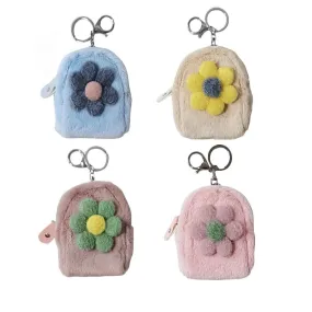 Mini Fluffy Backpack Style Key Chain Coin Purse Pouch Cash Bag Small Wallets Wallet Bags