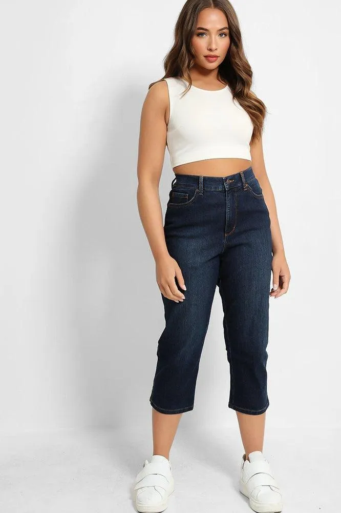 Navy High-Rise Crop Length Jeans