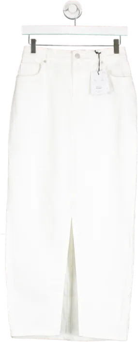 New Look White Denim Midaxi Skirt UK 8