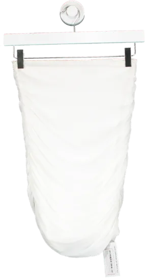 Oh Polly White Ruched Midi Skirt UK 10