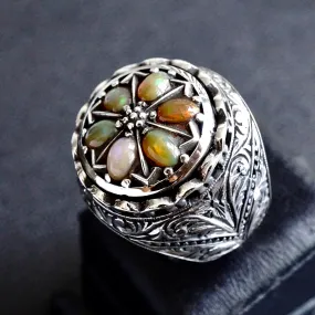 Opal Ring Unique Handmade Artisan Jewelry Solid Sterling Silver