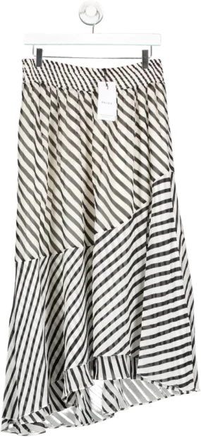 REISS White Dani Stripe Asymmetric Skirt UK 12