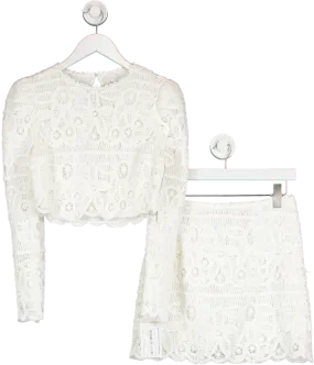 Saylor White Bernie Lace 2-PIECE TOP & SKIRT Set UK S