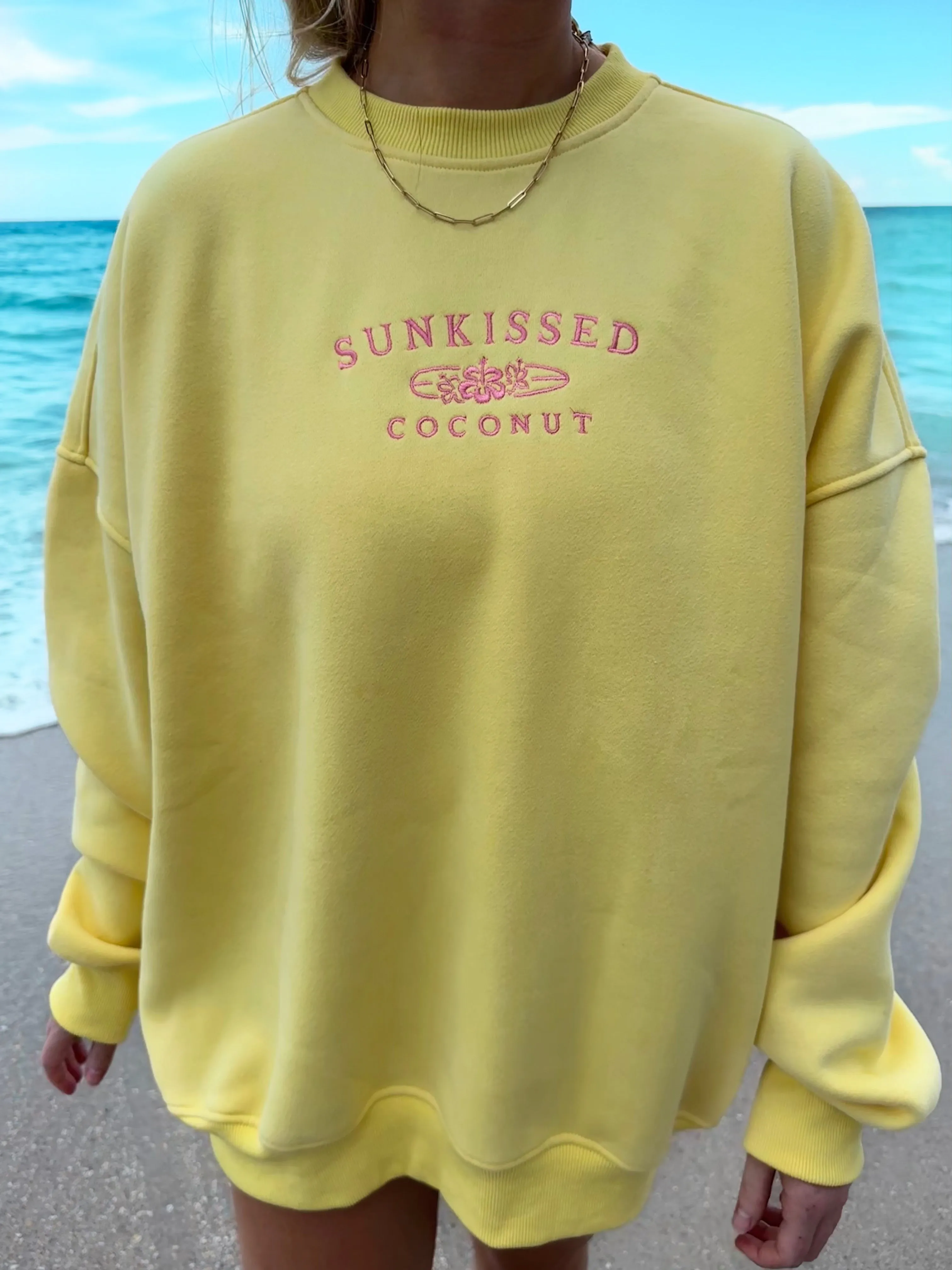 Sunkissedcoconut Yellow Embroider Sweatshirt