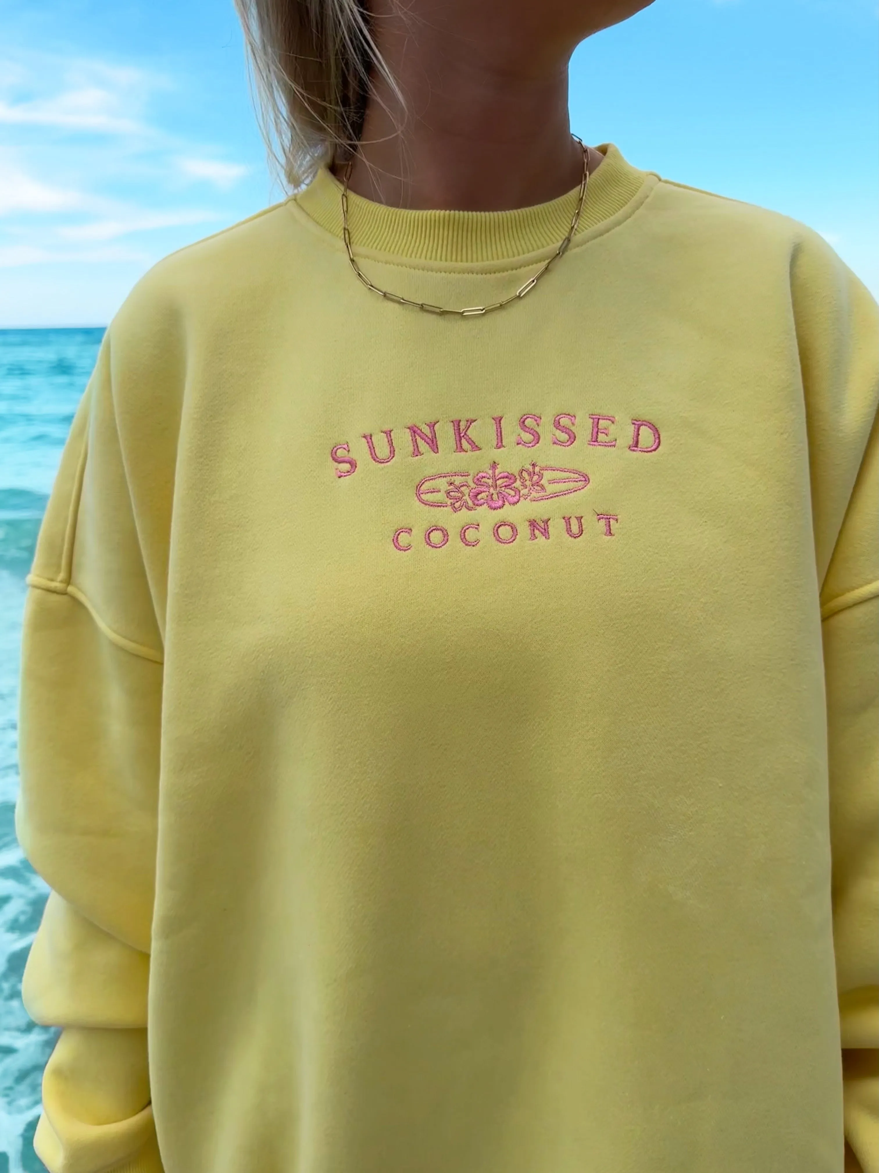 Sunkissedcoconut Yellow Embroider Sweatshirt