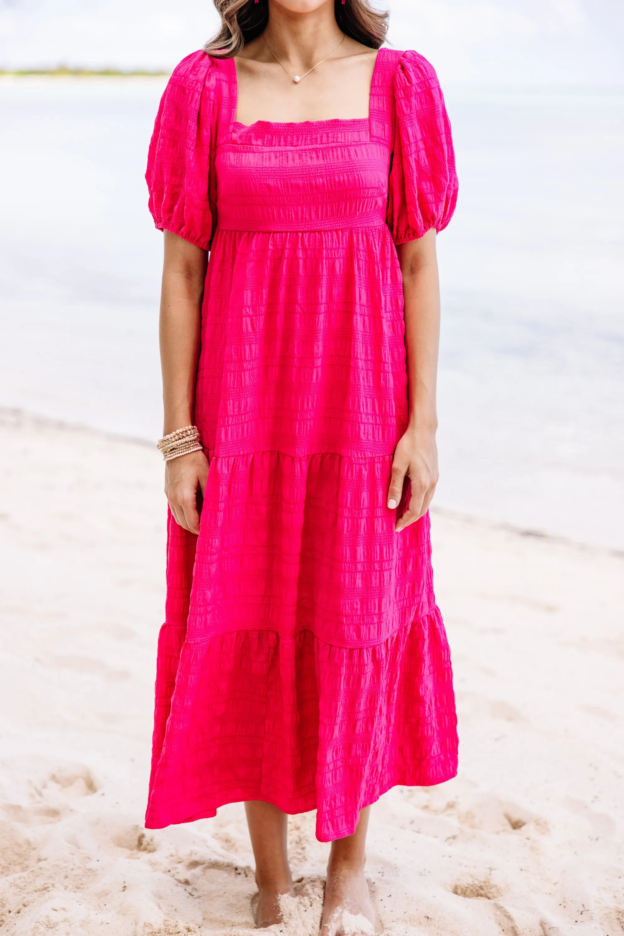 Think About It Fuchsia Pink Midi Dress