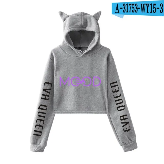 Trendy Fashion Eva Queen Cat Ear Hoodies For Teen Girls Print Stars Beautiful Sexy Short Hoodies Sweatshirts Slim Clothing