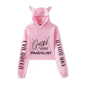 Trendy Fashion Eva Queen Cat Ear Hoodies For Teen Girls Print Stars Beautiful Sexy Short Hoodies Sweatshirts Slim Clothing