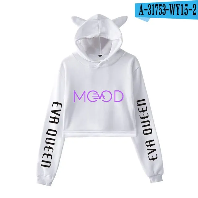 Trendy Fashion Eva Queen Cat Ear Hoodies For Teen Girls Print Stars Beautiful Sexy Short Hoodies Sweatshirts Slim Clothing