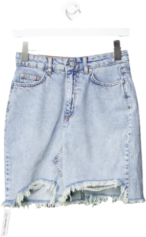 Trendyol Blue Frayed Hem Denim Mini Skirt UK 6