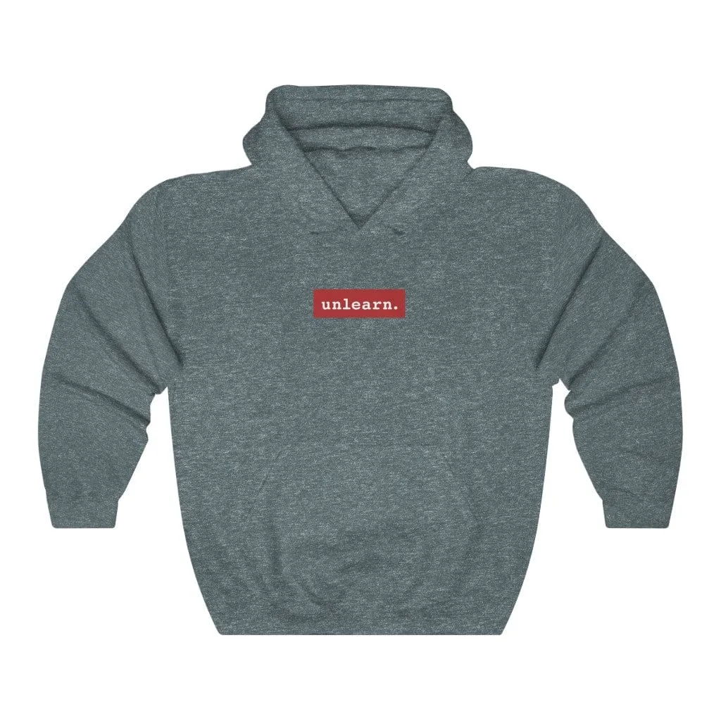 unlearn Red Box Logo - Relaxed Fit Hoodie