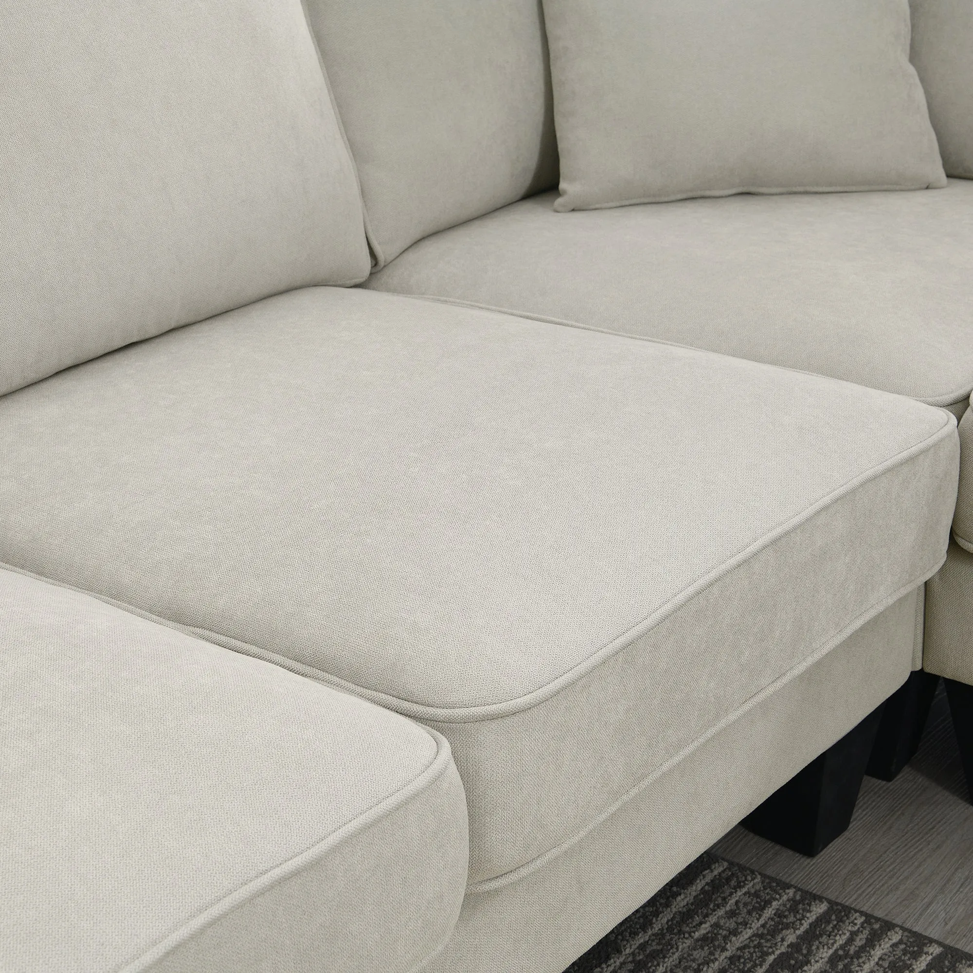 [VIDEO provided] [New] 108*85.5" Modern U Shape Sectional Sofa 7 Seat Fabric Sectional Sofa Set