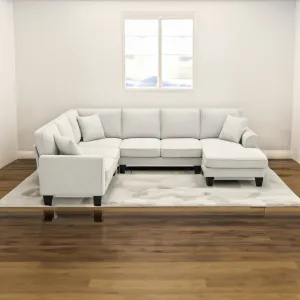 [VIDEO provided] [New] 108*85.5" Modern U Shape Sectional Sofa 7 Seat Fabric Sectional Sofa Set