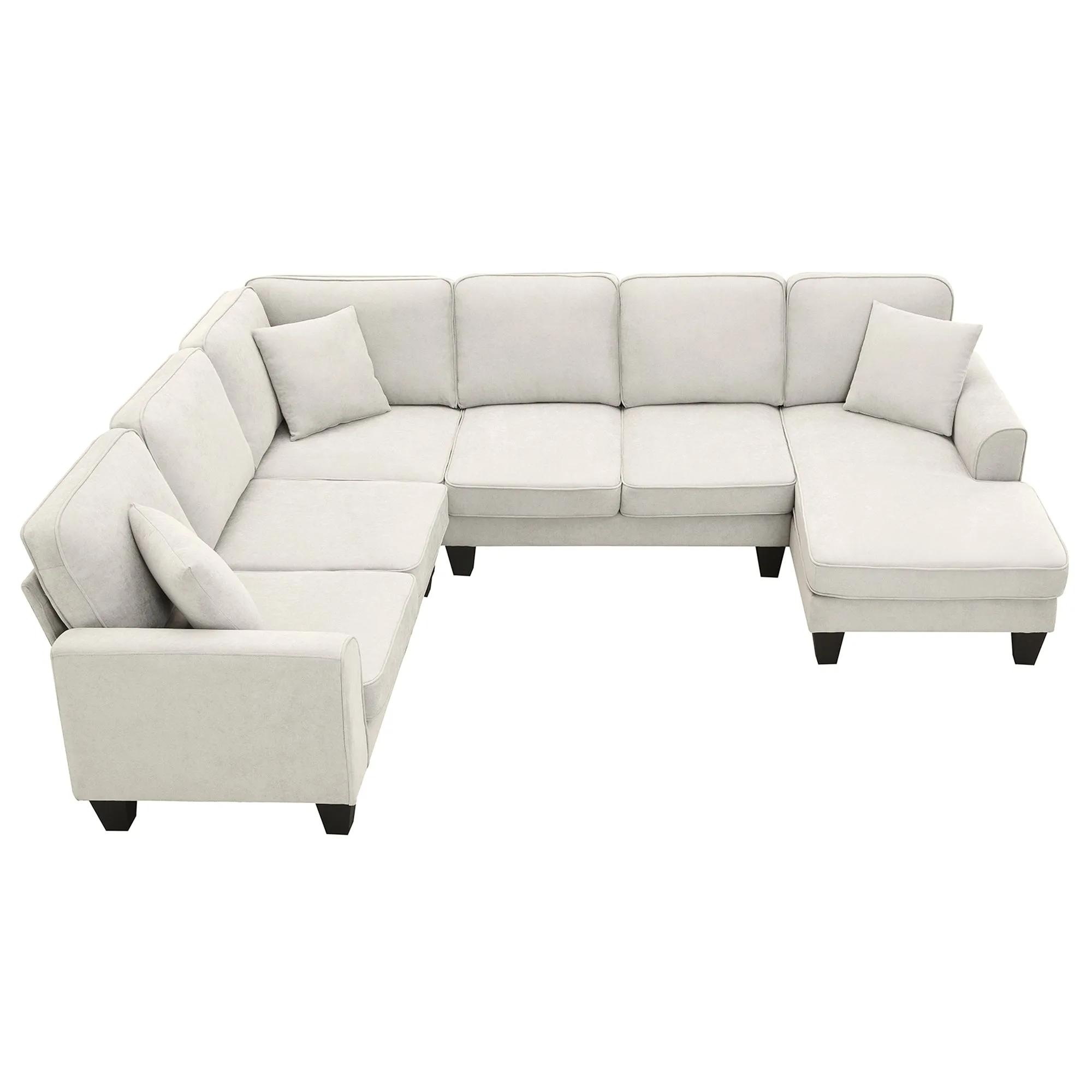 [VIDEO provided] [New] 108*85.5" Modern U Shape Sectional Sofa 7 Seat Fabric Sectional Sofa Set