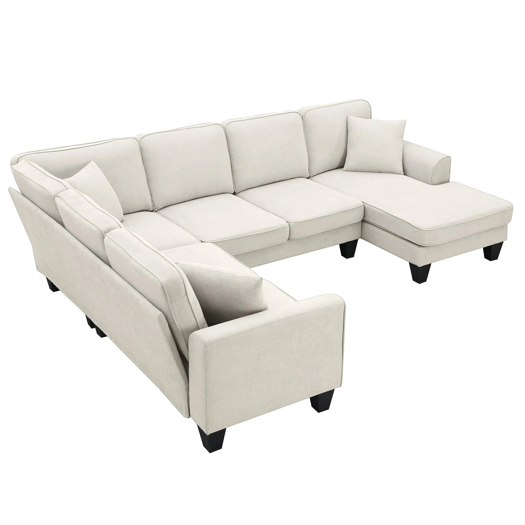 [VIDEO provided] [New] 108*85.5" Modern U Shape Sectional Sofa 7 Seat Fabric Sectional Sofa Set