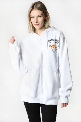 Womens Sovrn Voices Graphic White Zip-Up Hoodie