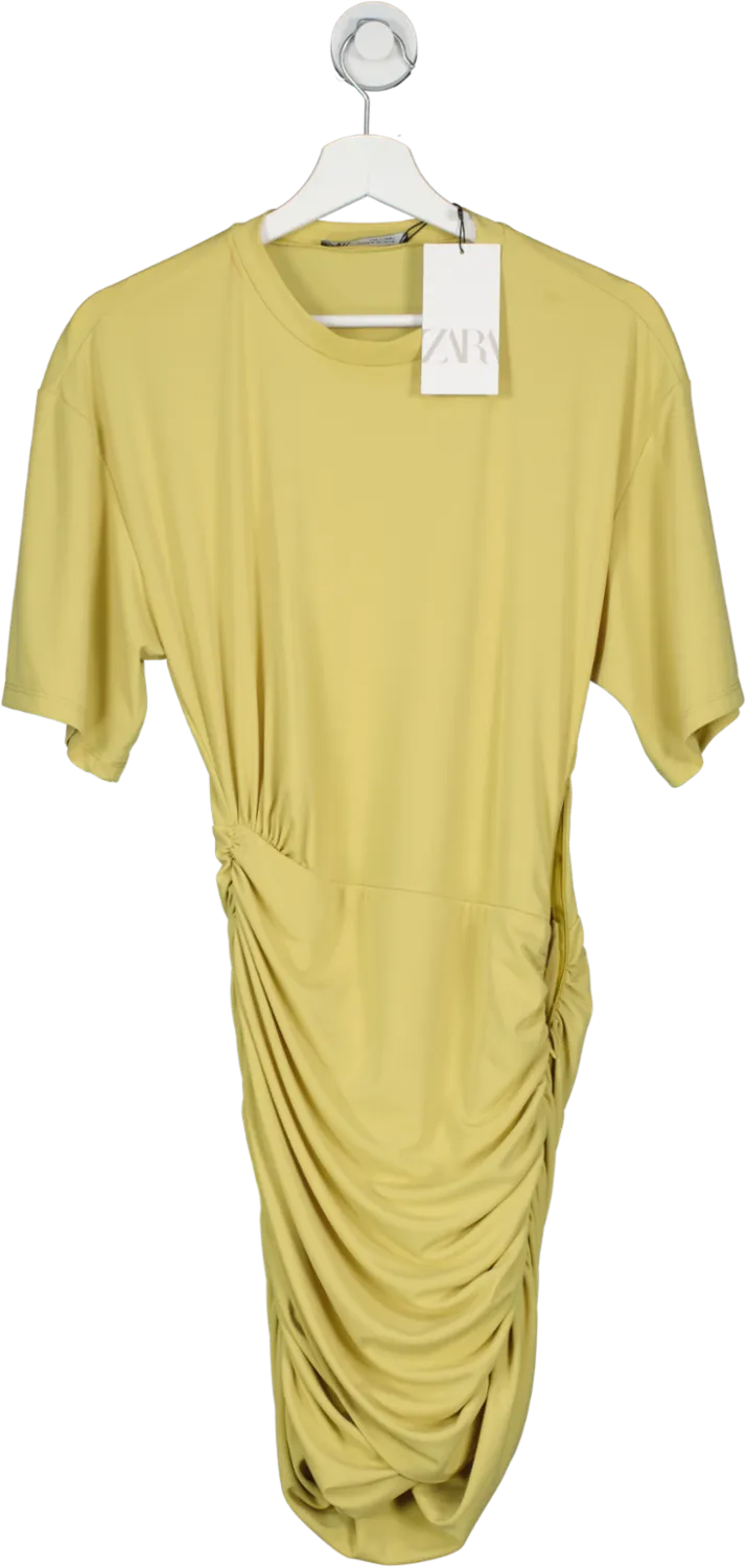 ZARA Yellow Draped Dress UK XS