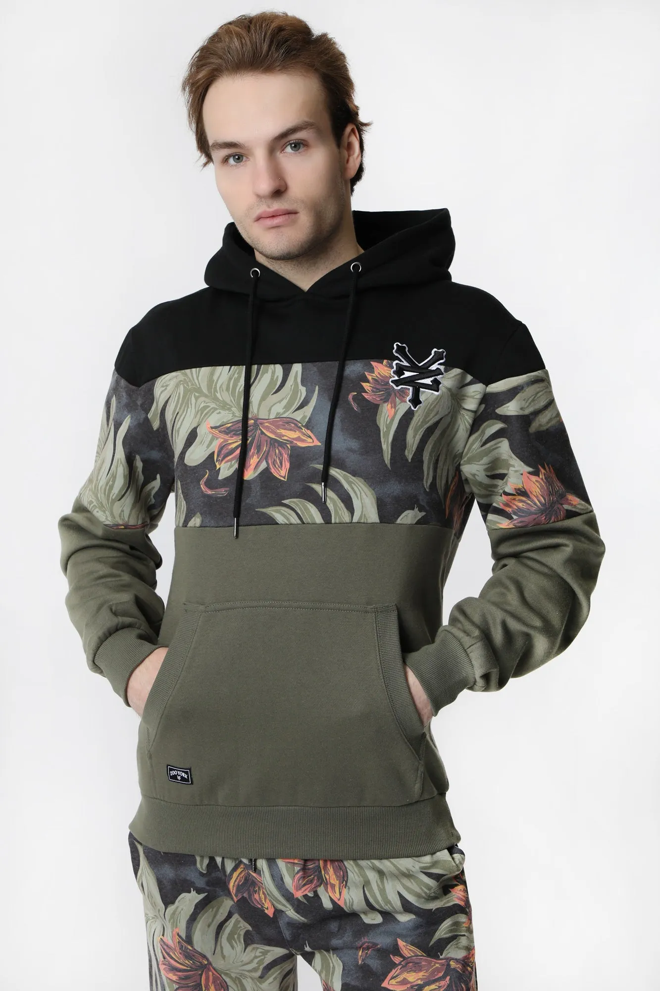 Zoo York Mens Tropical Colour Block Hoodie